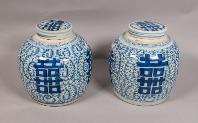 PAIR OF CHINESE BLUE AND WHITE