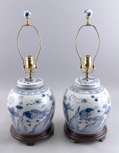 PAIR OF CHINESE BLUE AND WHITE