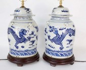 PAIR OF CHINESE BLUE AND WHITE