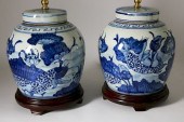 PAIR OF CHINESE BLUE AND WHITE