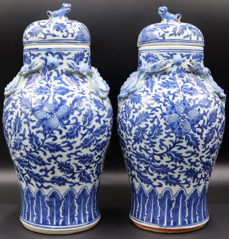 PAIR OF CHINESE BLUE AND WHITE