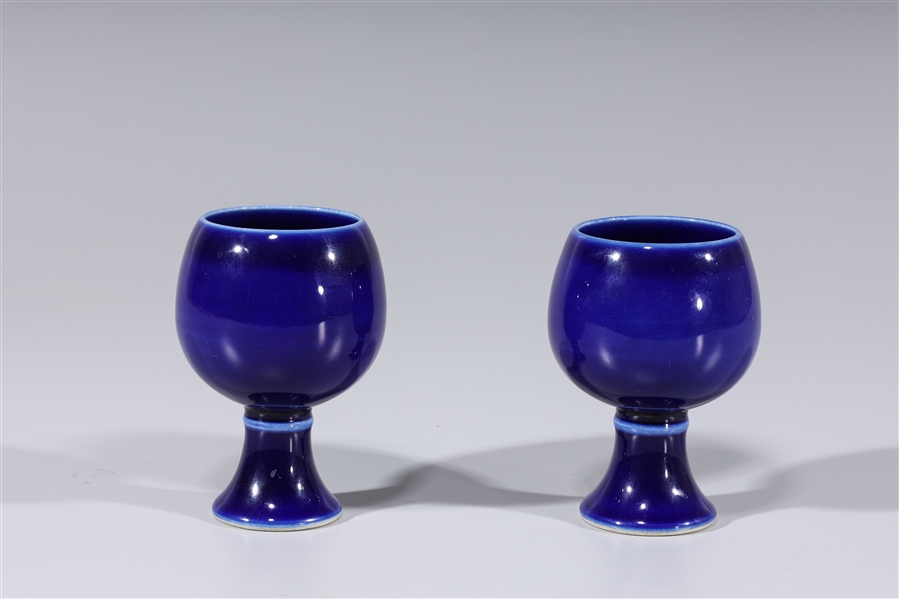 Pair of Chinese blue monochrome;