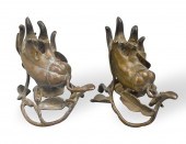 PAIR OF CHINESE BRONZE CANDLE