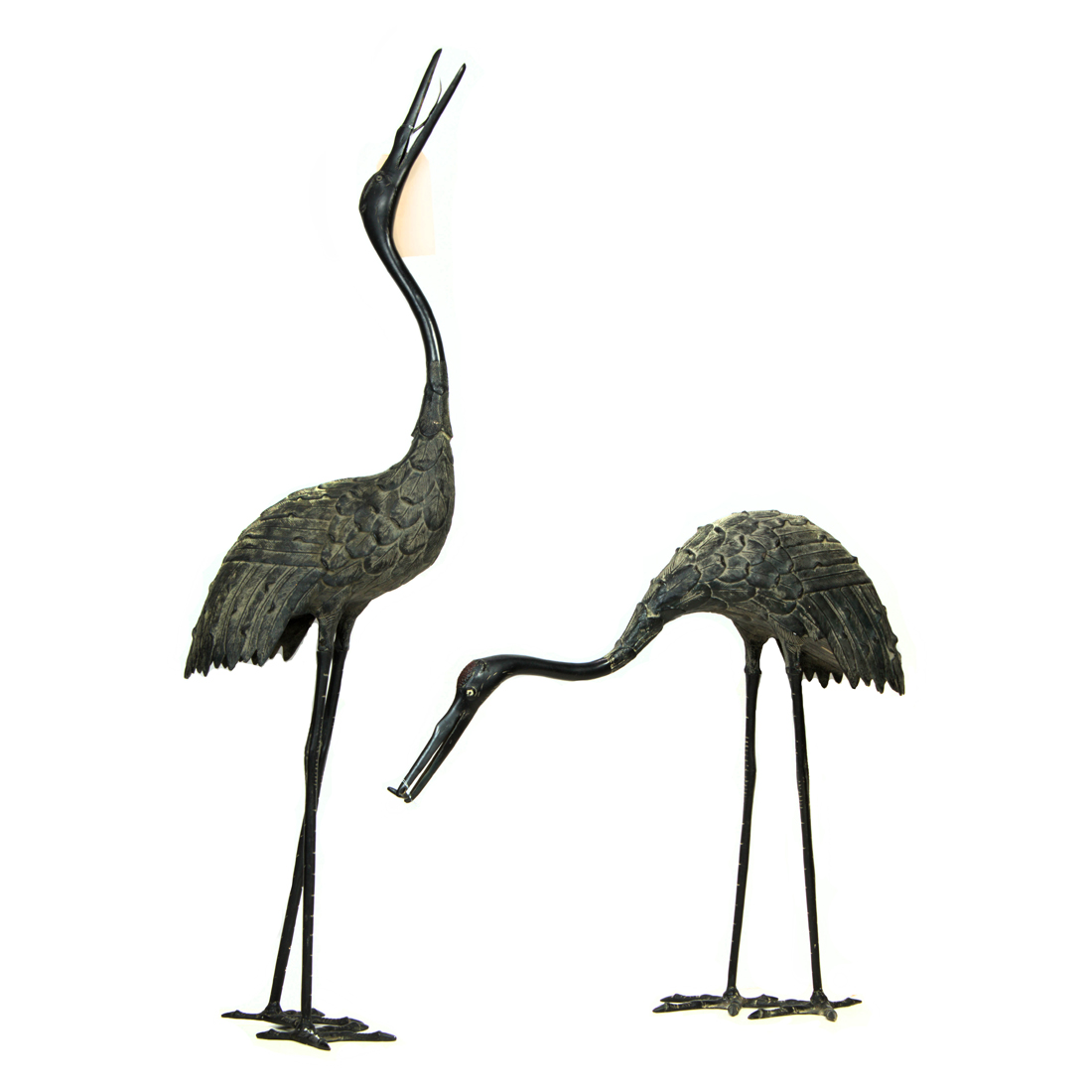 PAIR OF CHINESE BRONZE CRANES