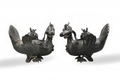 PAIR OF CHINESE BRONZE DUCK IN