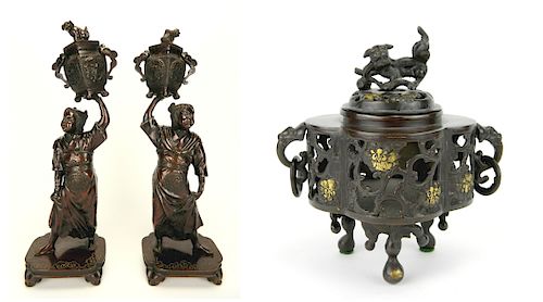 PAIR OF CHINESE BRONZE FIGURAL