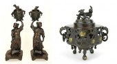 PAIR OF CHINESE BRONZE FIGURAL