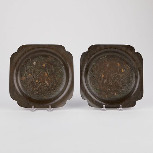PAIR OF CHINESE BRONZE GOLD &