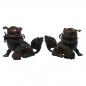 PAIR OF CHINESE BRONZE GUARDIA