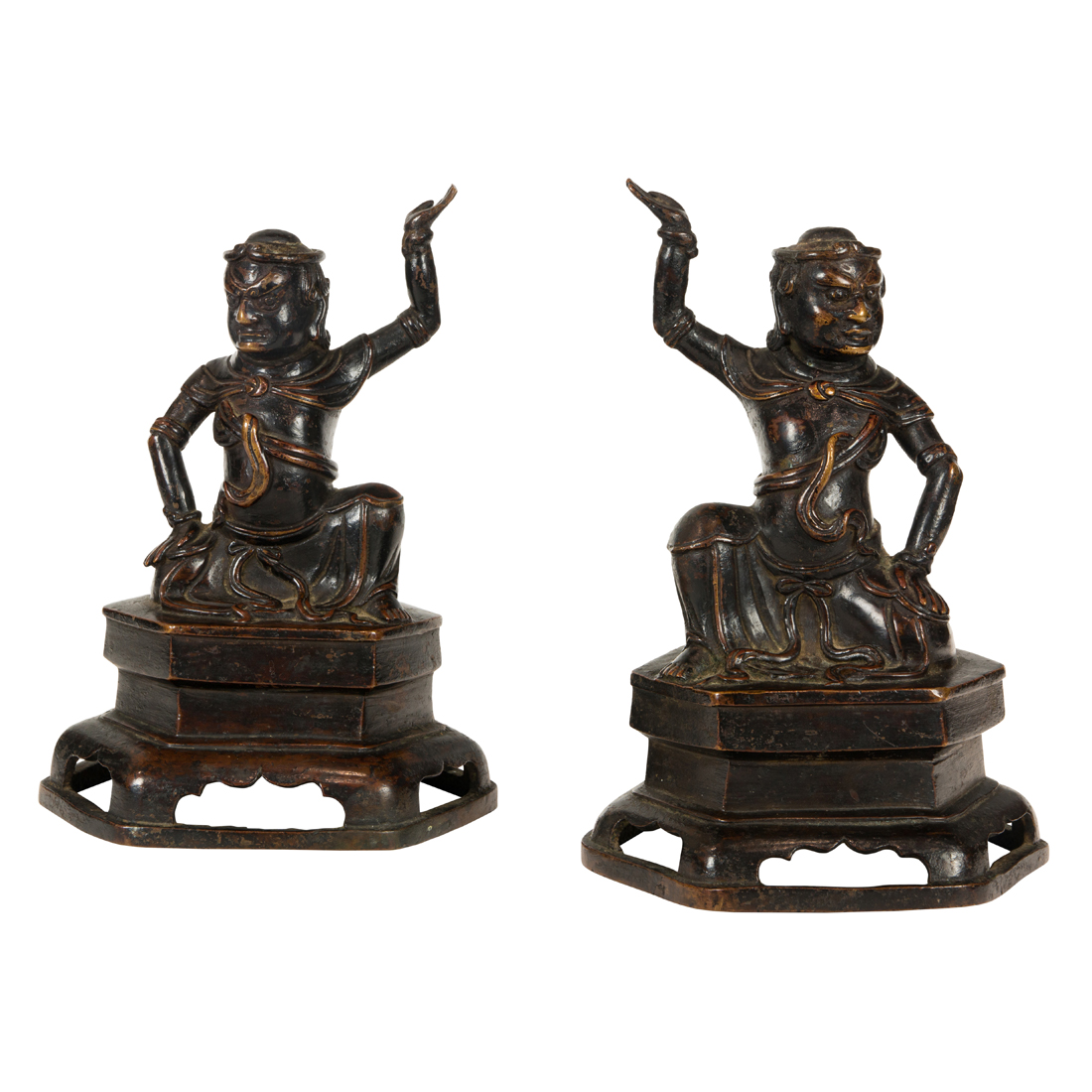PAIR OF CHINESE BRONZE HEAVENLY