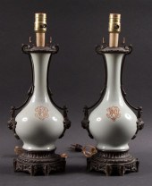 Pair of Chinese bronze-mounted