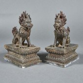 PAIR OF CHINESE BRONZE QILIN F