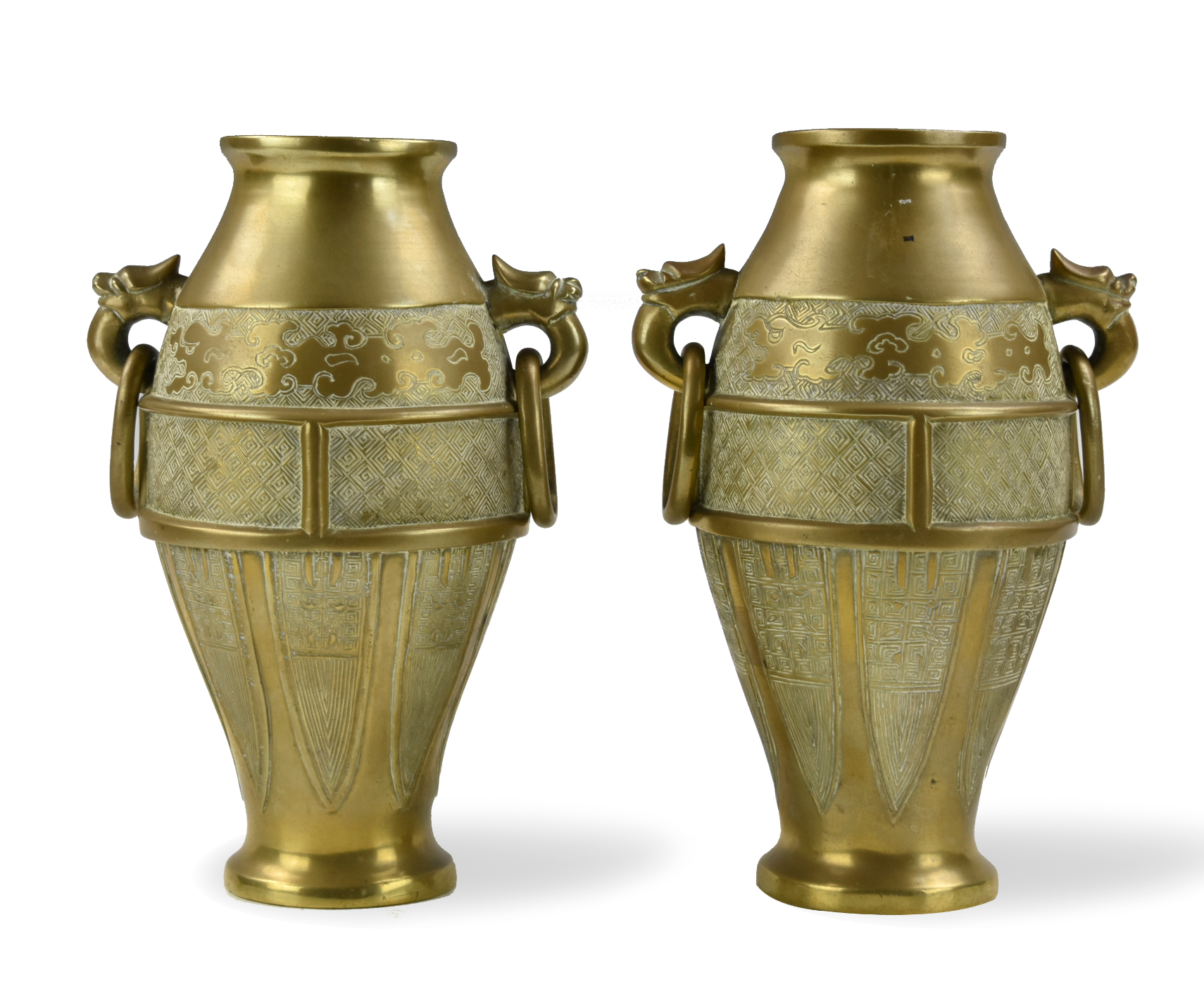 PAIR OF CHINESE BRONZE VASES pair