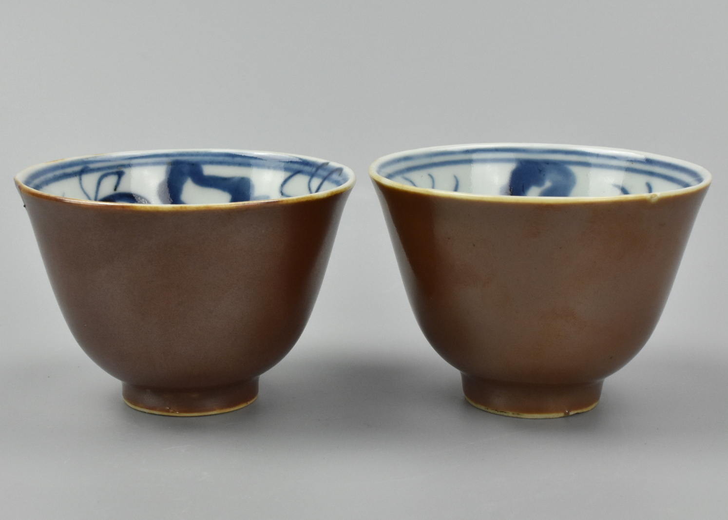PAIR OF CHINESE BROWN, & BLUE &