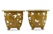 PAIR OF CHINESE BROWN GLAZED P