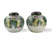 PAIR OF CHINESE CANTON GLAZE C