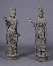 PAIR OF CHINESE CARVED AND BLA