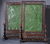 PAIR OF CHINESE CARVED AND TRA