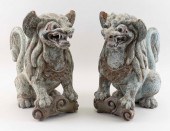 PAIR OF CHINESE CARVED AND PAI