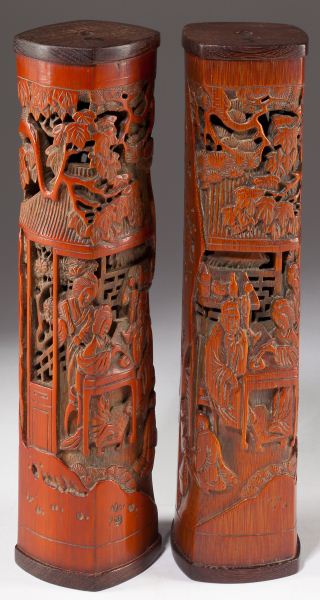 Pair of Chinese Carved Bamboo