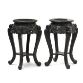 PAIR OF CHINESE CARVED BLACK L