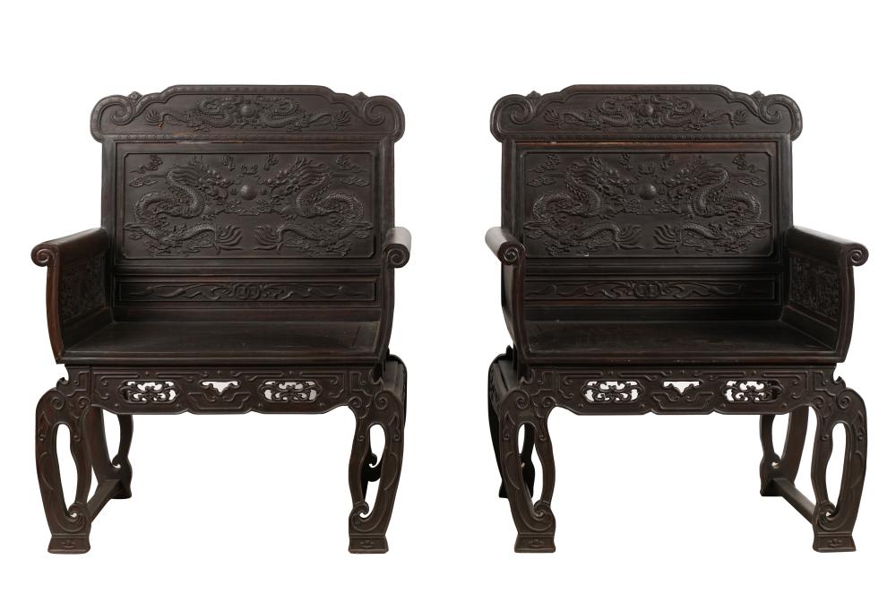 PAIR OF CHINESE CARVED DRAGON