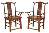 PAIR OF CHINESE CARVED ELM HIG