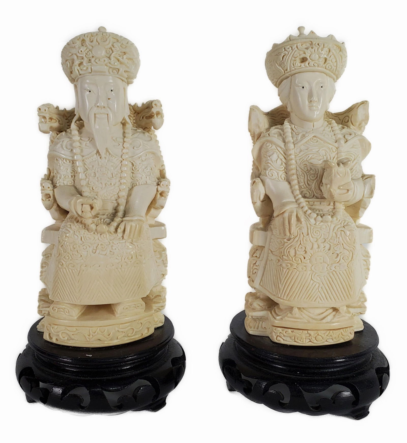 PAIR OF CHINESE CARVED FIGURES OF