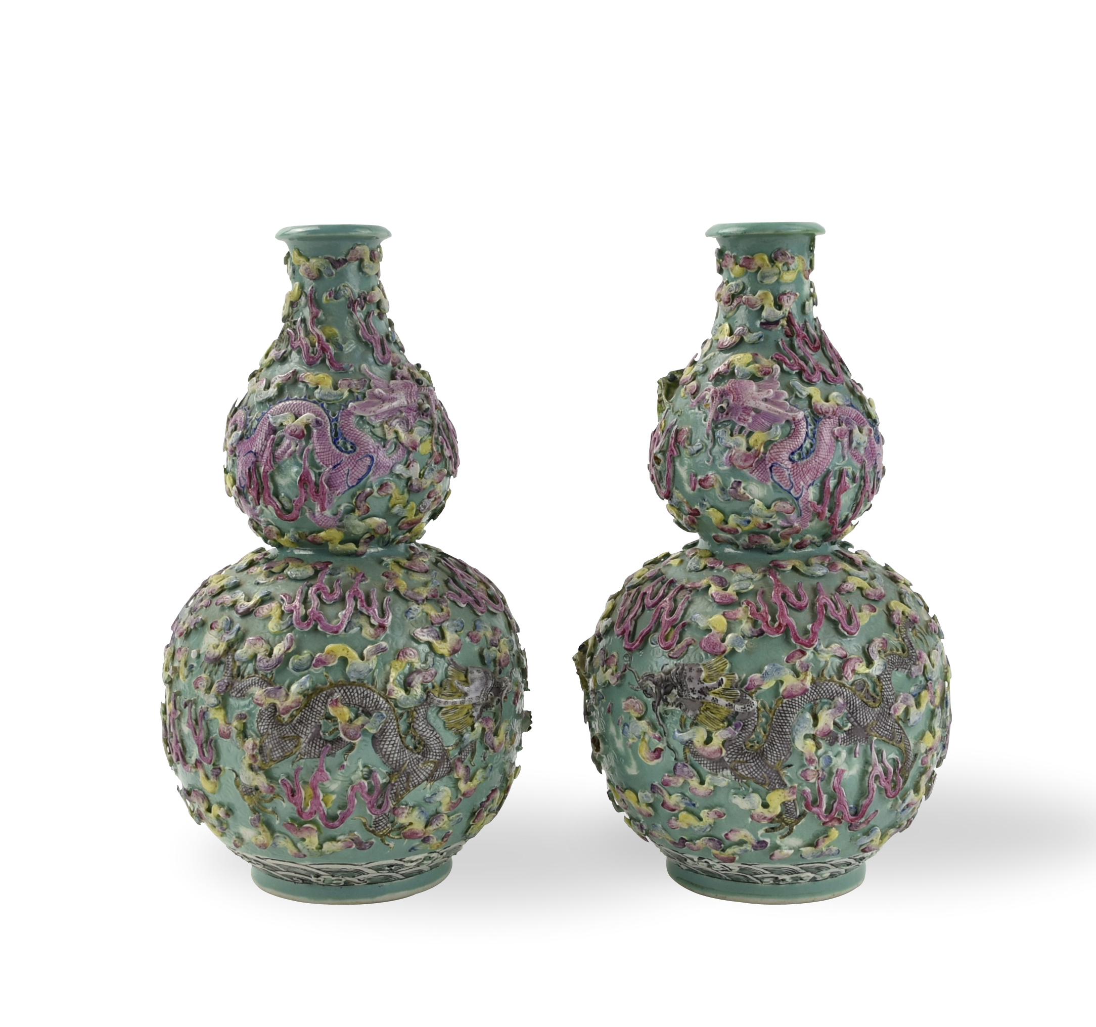 PAIR OF CHINESE CARVED GOURD DRAGON
