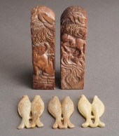 PAIR OF CHINESE CARVED HARDSTO