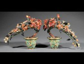 PAIR OF CHINESE CARVED HARDSTO