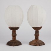 PAIR OF CHINESE CARVED HARDWOO