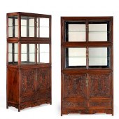 PAIR OF CHINESE CARVED HARDWOO