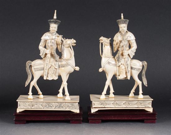 Pair of Chinese carved ivory