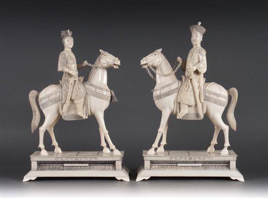 Pair of Chinese carved ivory