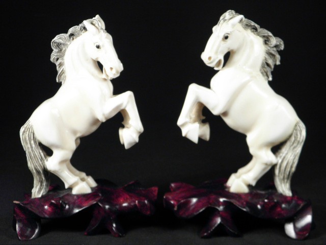 Pair of Chinese carved ivory