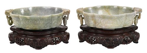 PAIR OF CHINESE CARVED JADE CENSERS