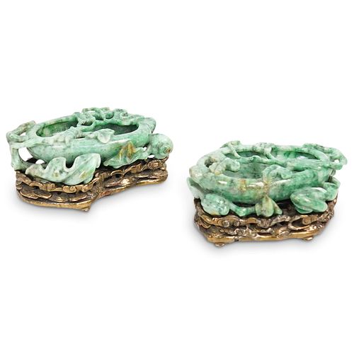 PAIR OF CHINESE CARVED JADEITE