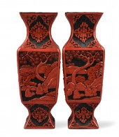 PAIR OF CHINESE CARVED LACQUER
