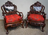 PAIR OF CHINESE CARVED ROSEWOO