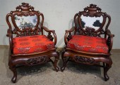 PAIR OF CHINESE CARVED ROSEWOO