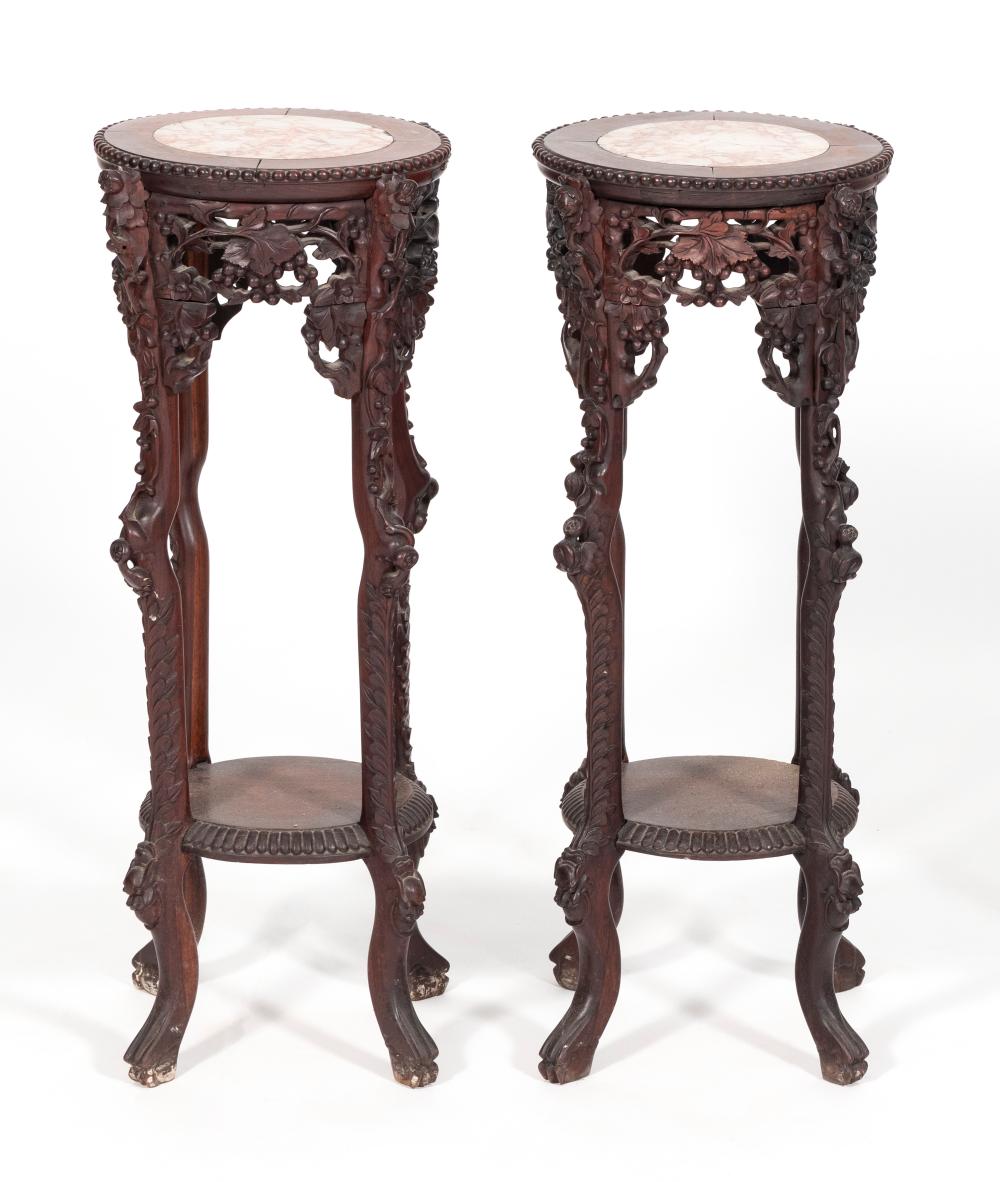 PAIR OF CHINESE CARVED ROSEWOOD