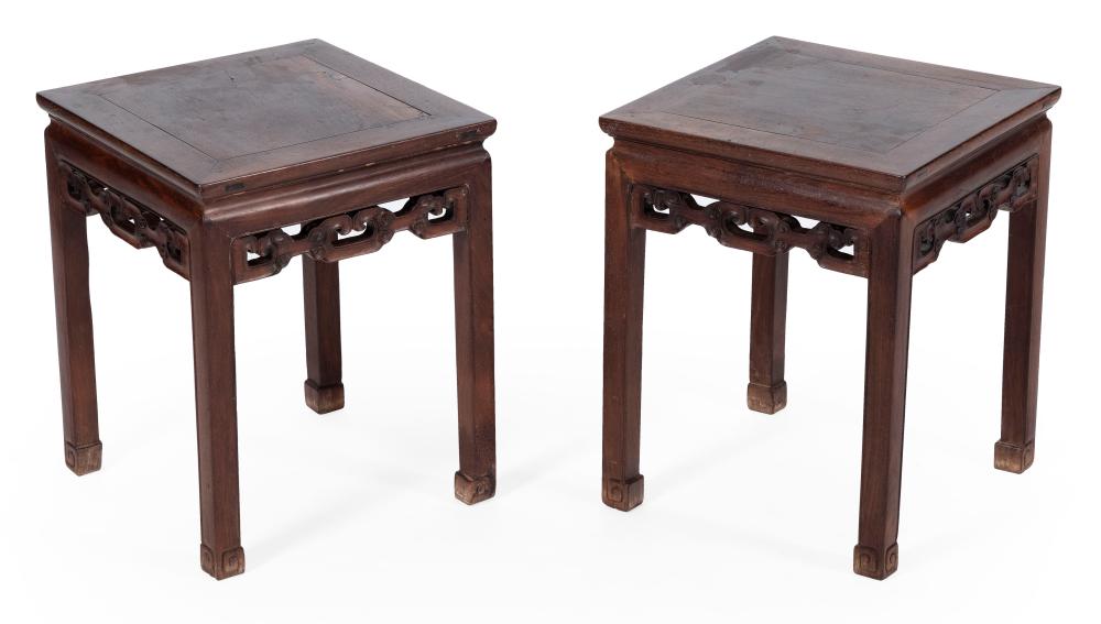 PAIR OF CHINESE CARVED ROSEWOOD LOW