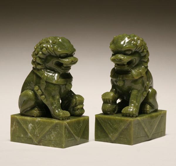 Pair of Chinese carved soapstone