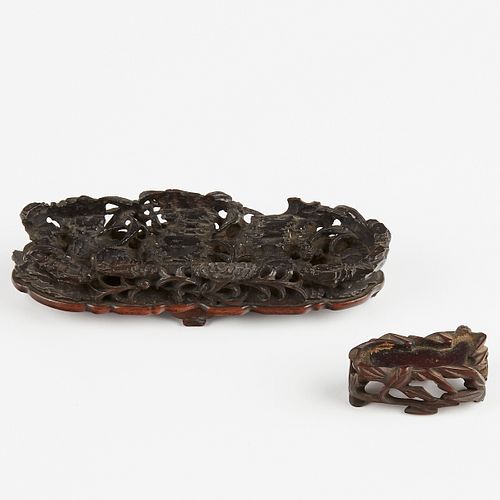 PAIR OF CHINESE CARVED STANDS - ONE
