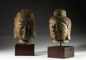 PAIR OF CHINESE CARVED STONE H