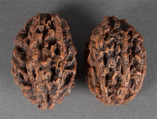Pair of Chinese carved walnuts in