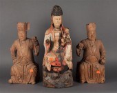 Pair of Chinese carved wood fi