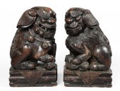 Pair of Chinese carved wood fo