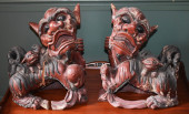 PAIR OF CHINESE CARVED WOOD RE